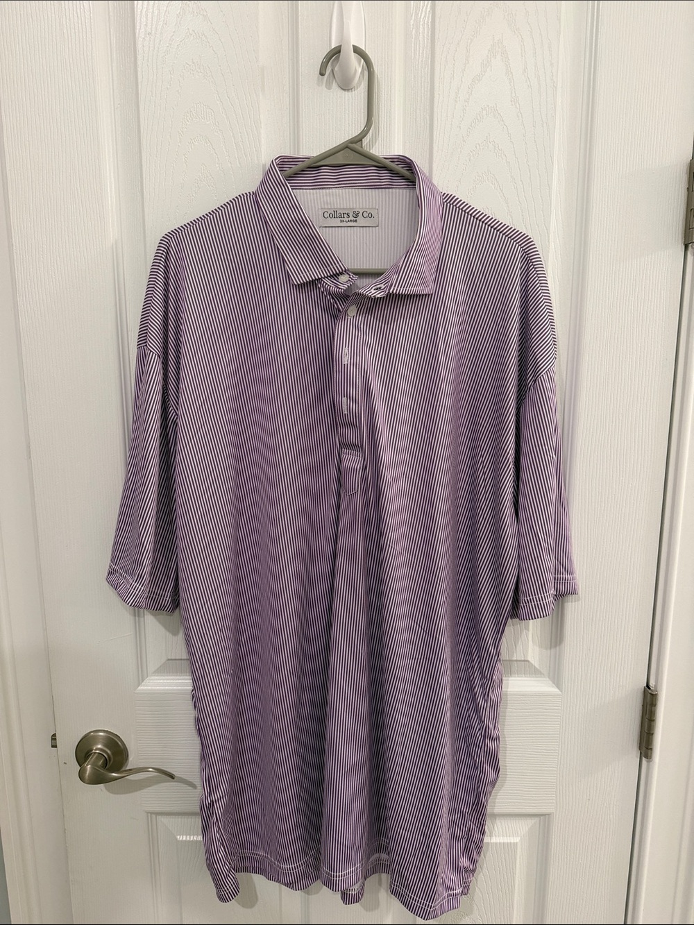 Collars & Co - 3XL - Men’s Purple Stripe Polo Shirt